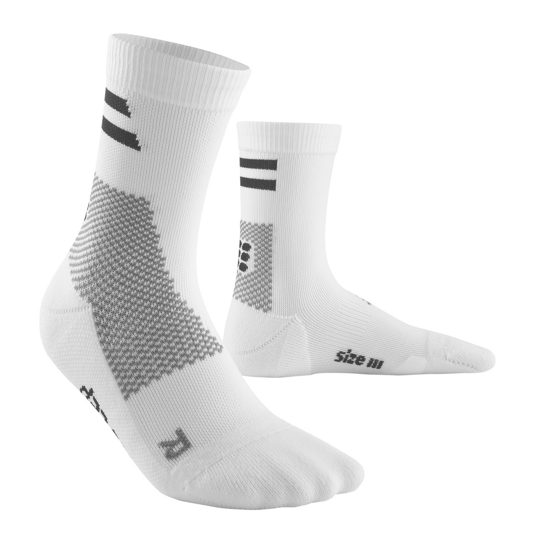 Training Mid Cut Compression Socks, Men, White Training, Front View