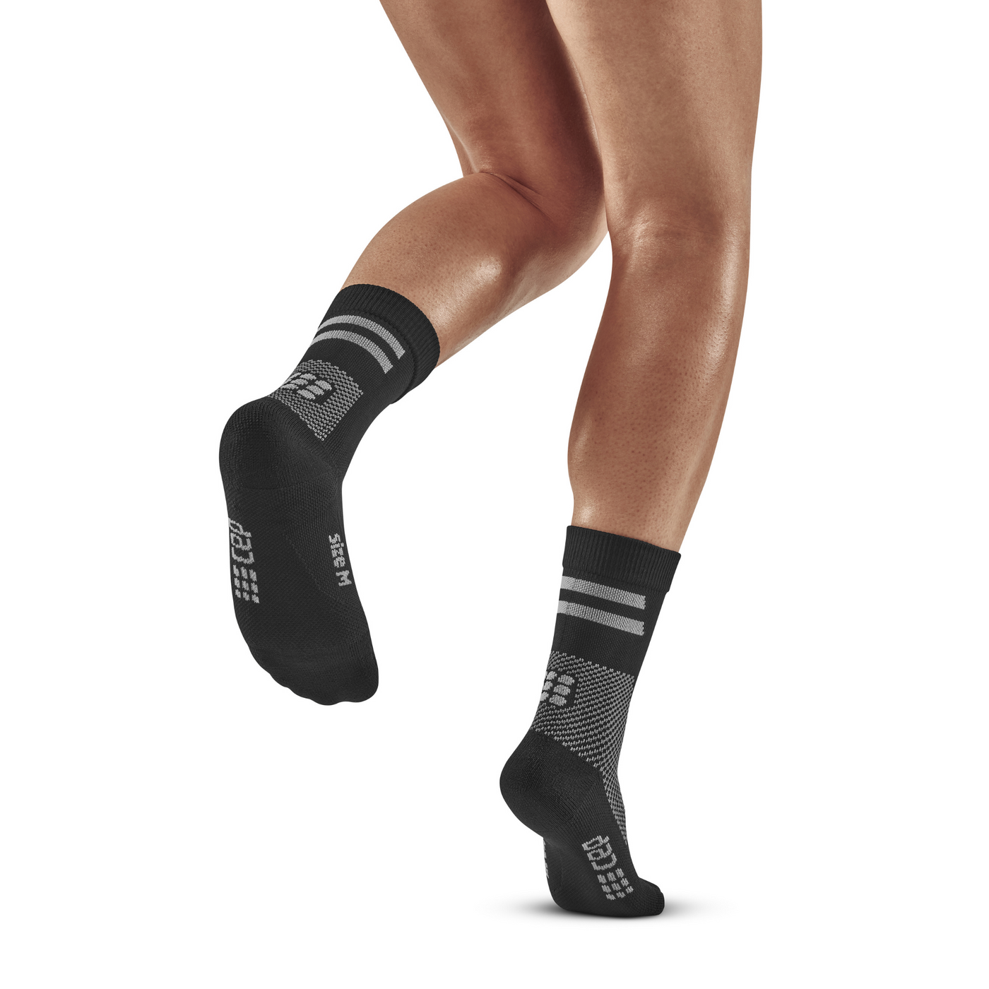 Training Mid Cut Compression Socks, Women, Black Training, Back-View Model