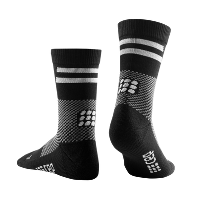 Training Mid Cut Compression Socks, Women, Black Training, Back View