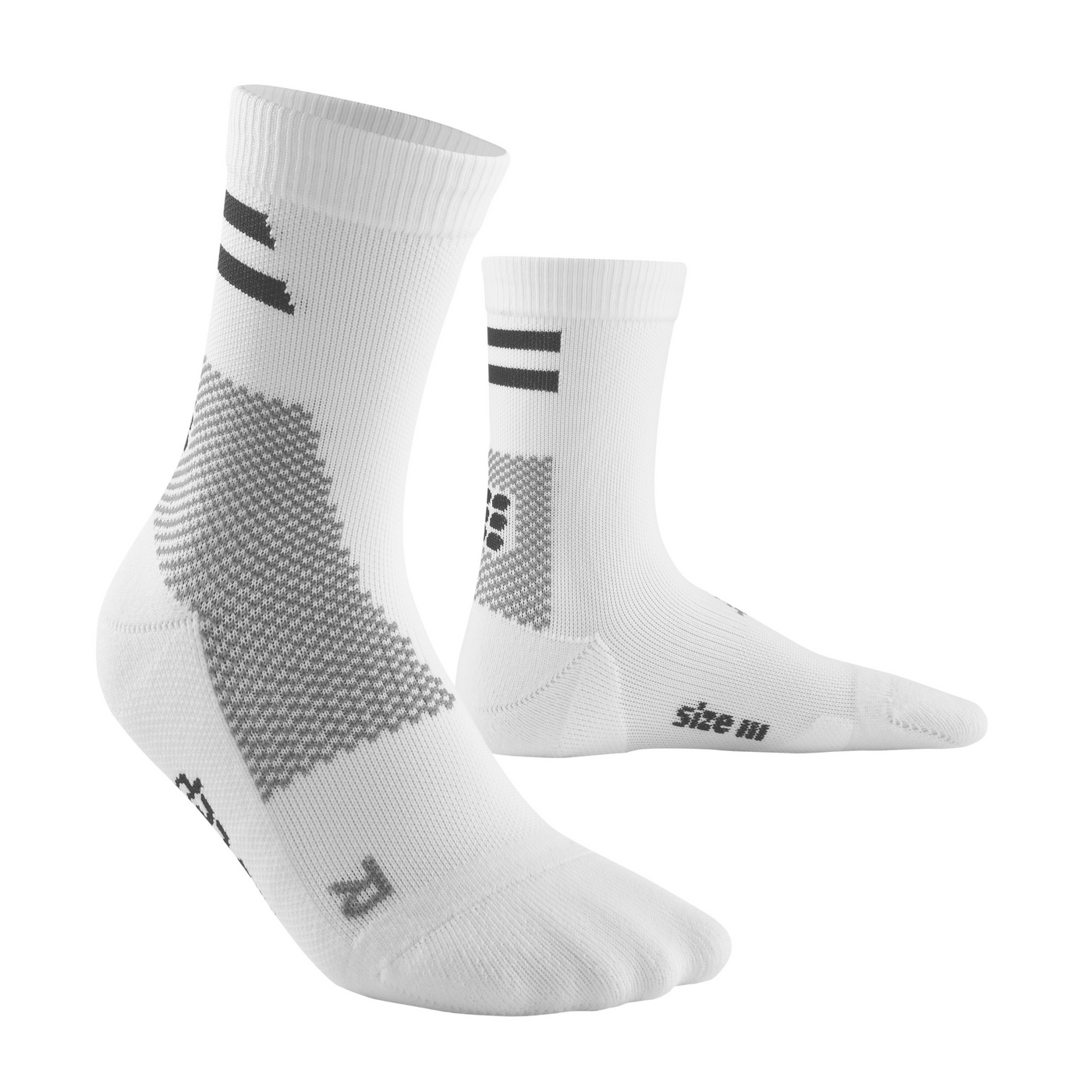 Training Mid Cut Compression Socks, Women, White Training, Front View