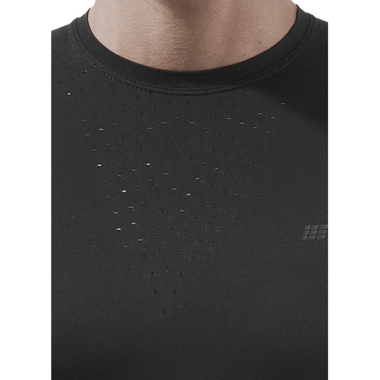 Camisa ultraleve de manga curta, masculina, preta, detalhe frontal