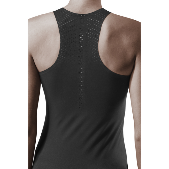 Camiseta de tirantes ultraligera, mujer, negro, detalle espalda