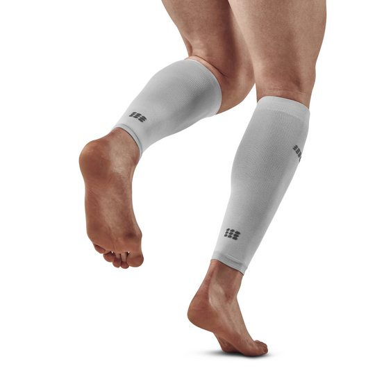 Ultralight Compression Calf Sleeves, Men, Carbon/White, Back View Model