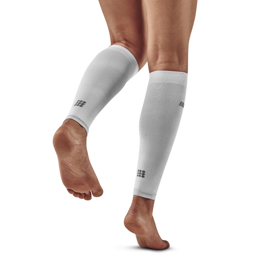 Ultralight Compression Calf Sleeves, Women, Carbon/White, Back View Model