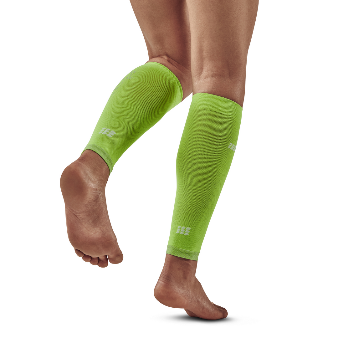 Ultralight Compression Calf Sleeves, Women, Flash Green, Back View Model