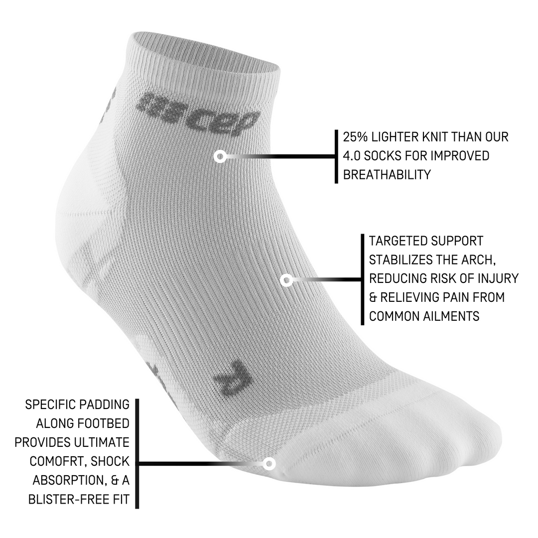 Εξαιρετικά Ελαφριές Κάλτσες Συμπίεσης Χαμηλής Κοπής, Ανδρικές, Carbon/Λευκό, Λεπτομέρεια