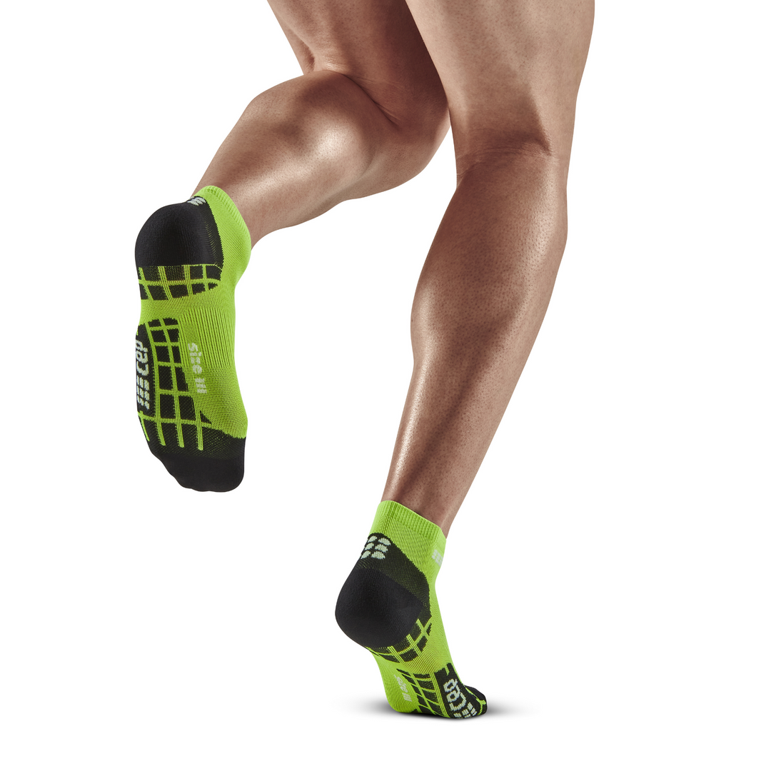 Εξαιρετικά Ελαφριές Κάλτσες Συμπίεσης Χαμηλής Κοπής, Ανδρικές, Πράσινες Φλας, Μοντέλο Οπίσθιας Όψης