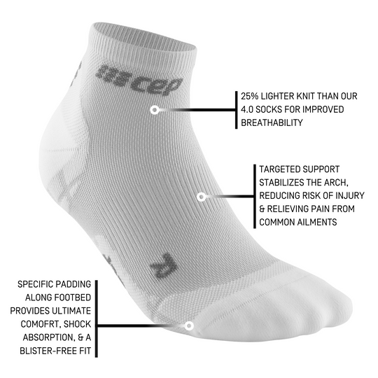 Εξαιρετικά Ελαφριές Κάλτσες Συμπίεσης Χαμηλής Κοπής, Γυναικείες, Carbon/Λευκό, Λεπτομέρεια