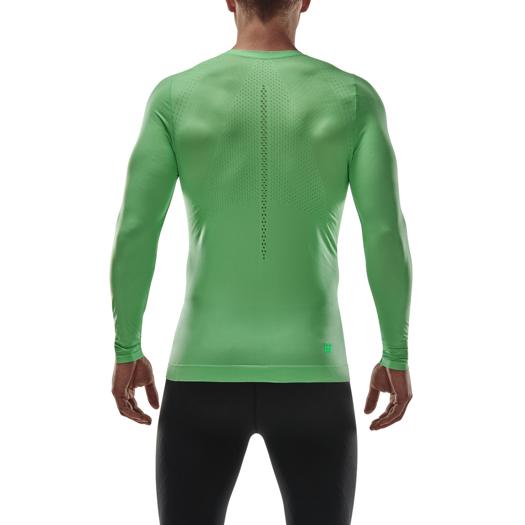 Camisa Ultraligera De Manga Larga, Hombre, Verde, Modelo Vista De Espaldas
