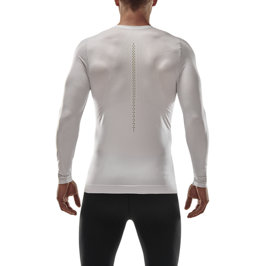 Camisa ultraleve manga longa, masculina, branca, modelo vista traseira