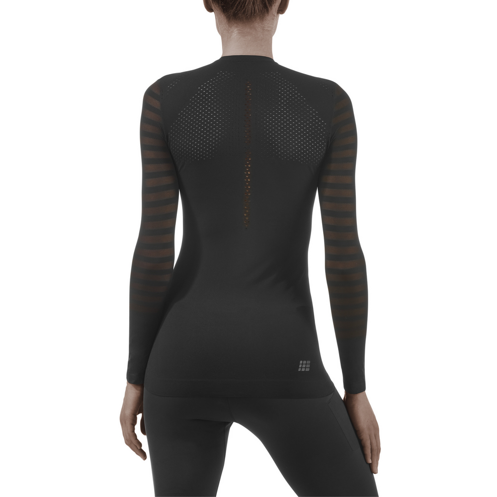 Υπερελαφρύ μακρυμάνικο πουκάμισο, γυναικείο, μαύρο, μοντέλο με πίσω όψη
