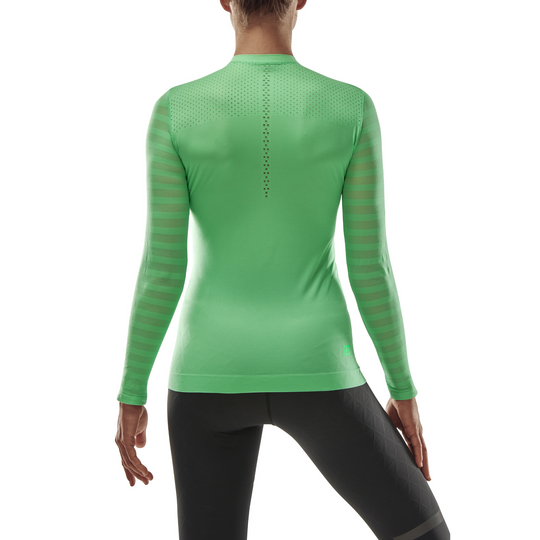Camisa Ultraligera De Manga Larga, Mujer, Verde, Modelo Vista Trasera
