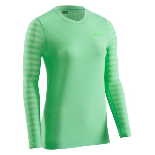 Camisa ultraleve de manga comprida, mulher, verde, vista frontal