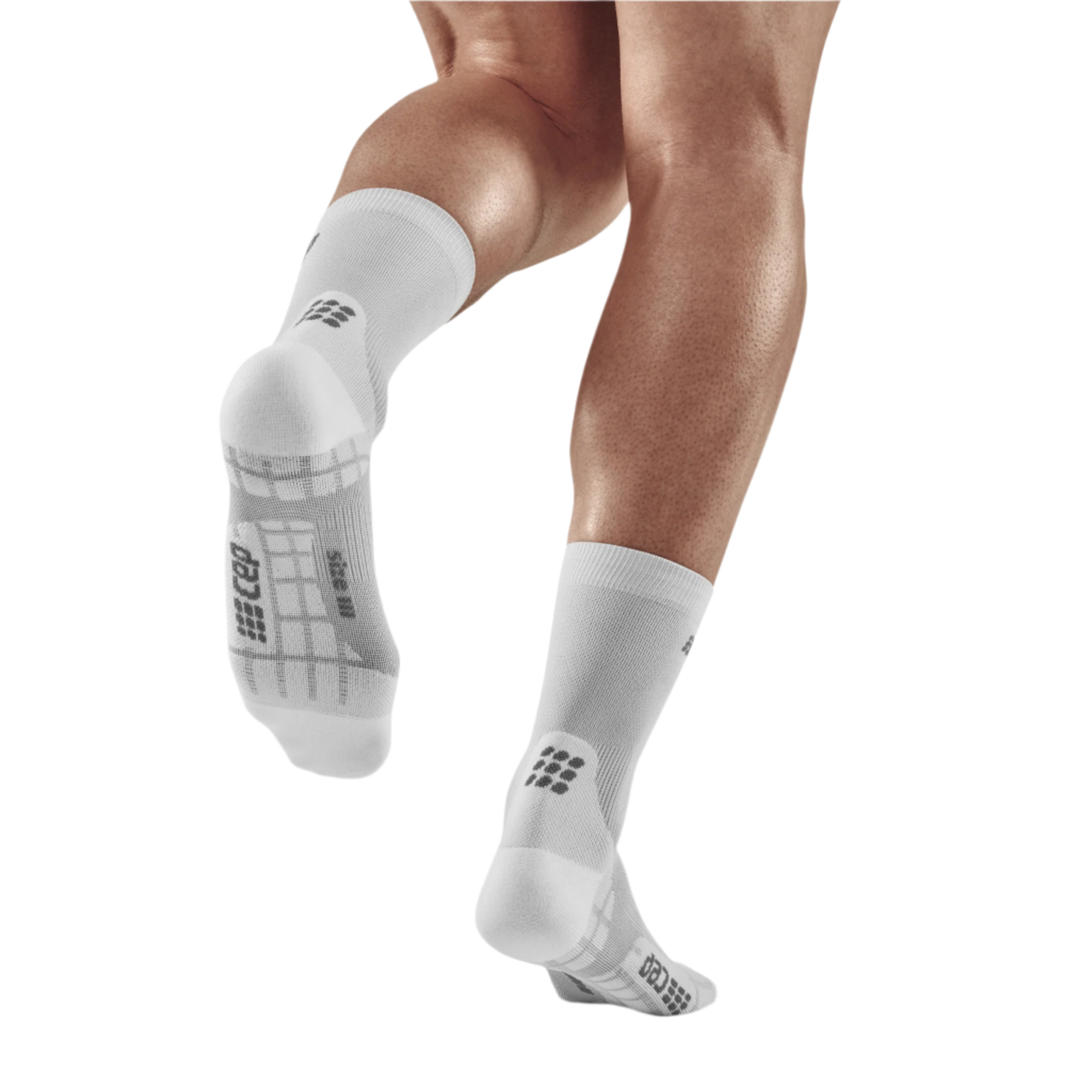 Ultralight Short Compression Socks, Men, Carbon/White, Back View Model