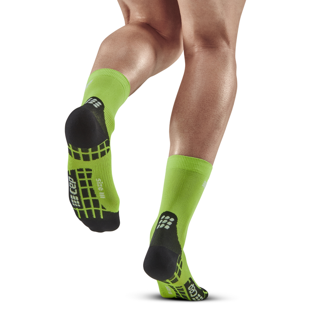 Υπέρελαφρες Κοντές Κάλτσες Συμπίεσης, Ανδρικές, Πράσινες Φλας, Μοντέλο Με Οπίσθια Όψη