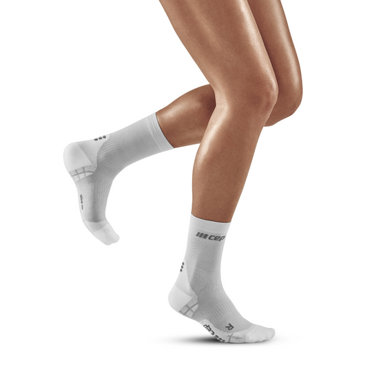 Εξαιρετικά Ελαφριές Κοντές Κάλτσες Συμπίεσης, Γυναικείες, Carbon/Λευκό