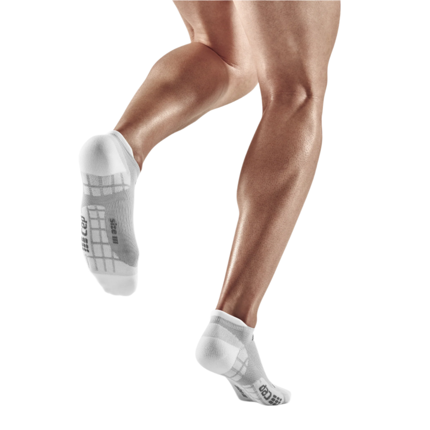 Ultralight No Show Compression Socks, Men, Carbon/White, Back View Model