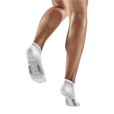 Ultralight No Show Compression Socks, Women, Carbon/White, Back View Model