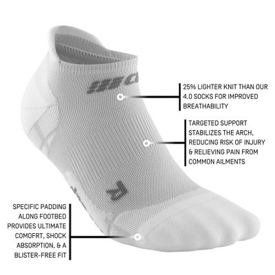 Ultralight No Show Compression Socks, Women, Carbon/White, Detail