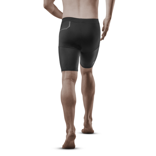 Shorts ultraleves, masculino, preto, modelo com vista traseira