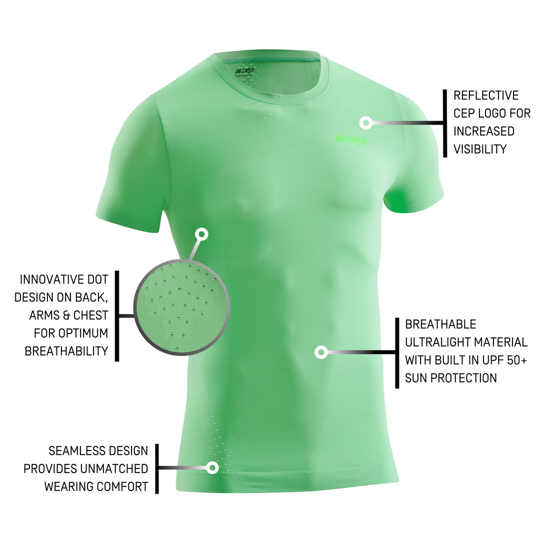Camisa ultraleve manga curta, homem, verde, detalhe