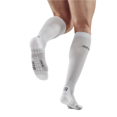 Ultralight Tall Compression Socks, Men, Carbon/White, Back View Model