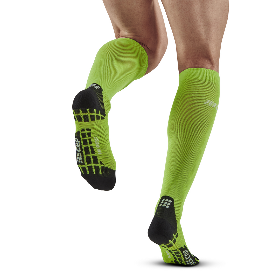 Calcetines de compresión altos ultraligeros, hombre, verde flash, modelo vista atrás