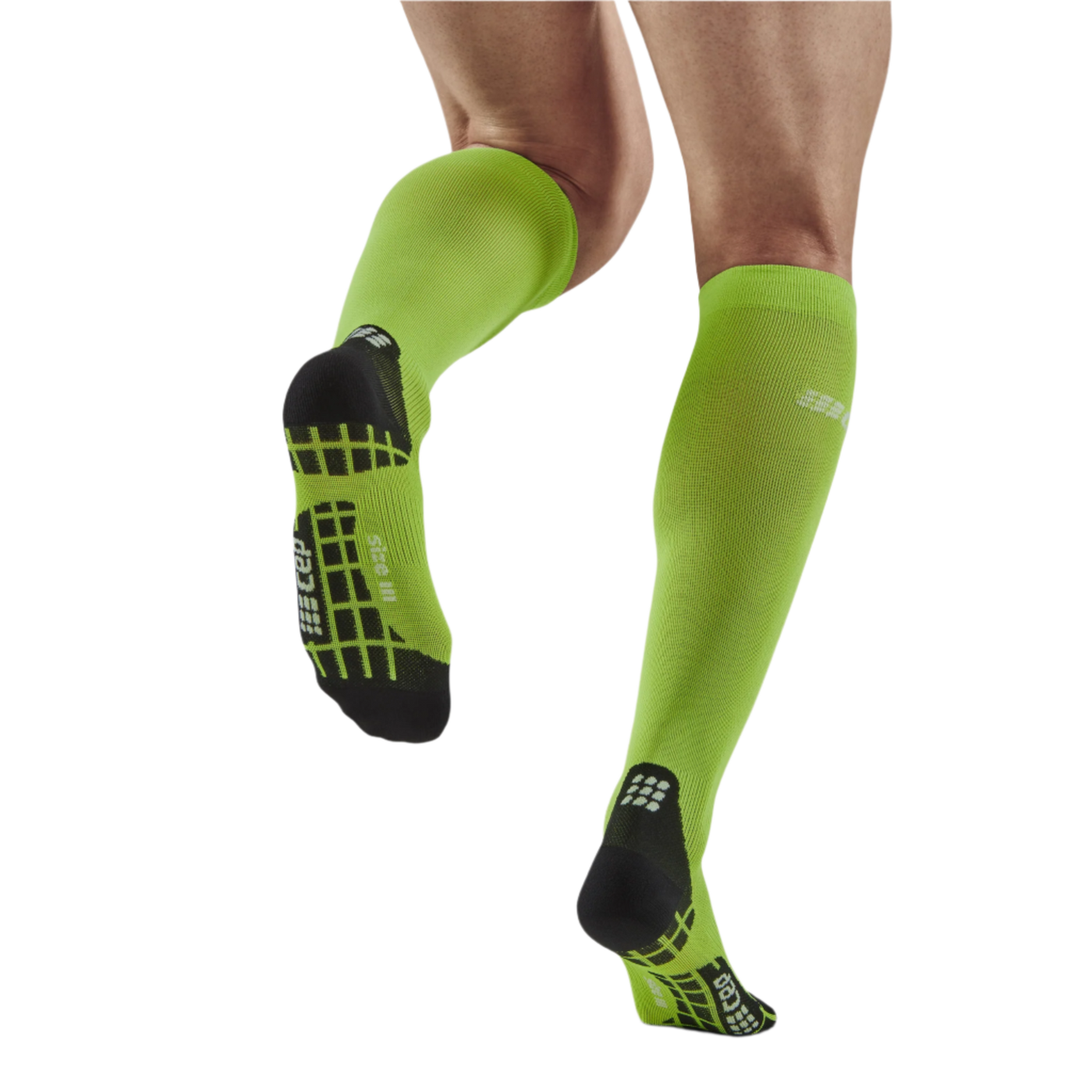 Ultralight Tall Compression Socks, Men, Flash Green, Back View Model