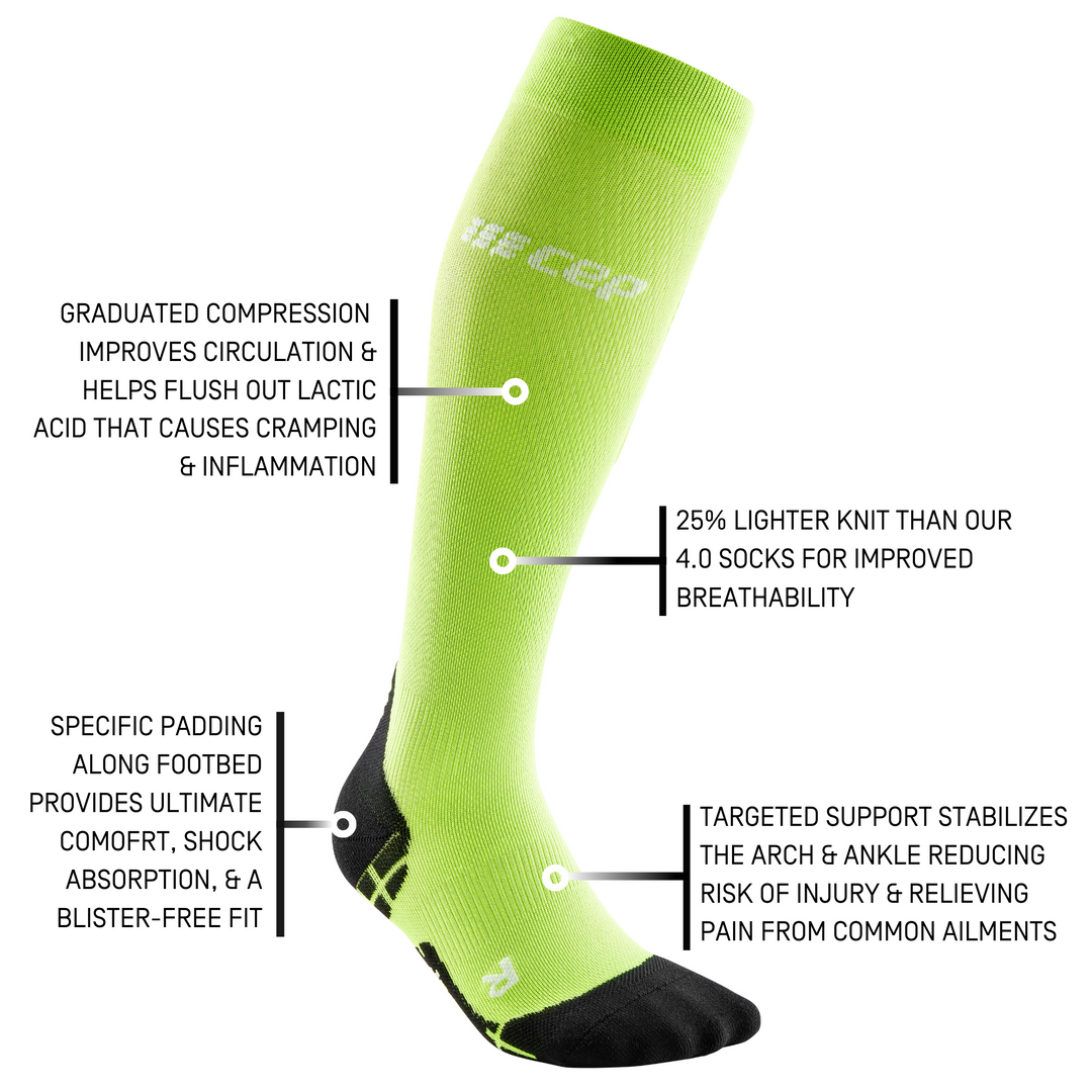 Υπέρελαφρες Ψηλές Κάλτσες Συμπίεσης, Ανδρικές, Πράσινες Λάμψης, Λεπτομέρεια