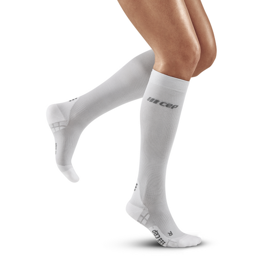 Εξαιρετικά Ελαφριές Ψηλές Κάλτσες Συμπίεσης, Γυναικείες, Carbon/Λευκά