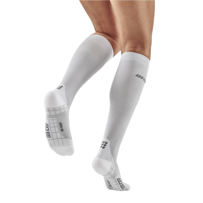 Ultralight Tall Compression Socks, Women, Carbon/White, Back View Model