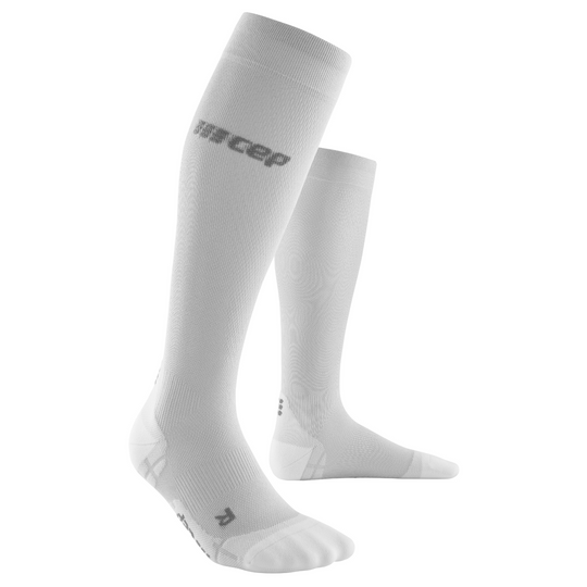Υπέρελαφρες Ψηλές Κάλτσες Συμπίεσης, Γυναικείες, Carbon/Λευκό, Μπροστινή Όψη