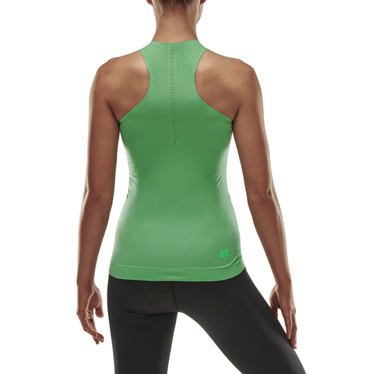Camiseta de tirantes ultraligera, mujer, verde, modelo vista trasera