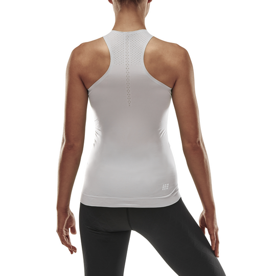 Camiseta de tirantes ultraligera, mujer, blanco, modelo vista trasera