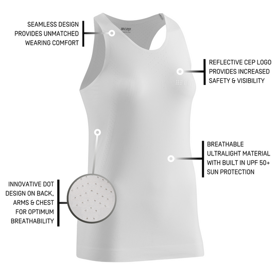 Camiseta de tirantes ultraligera, mujer, blanco, detalle