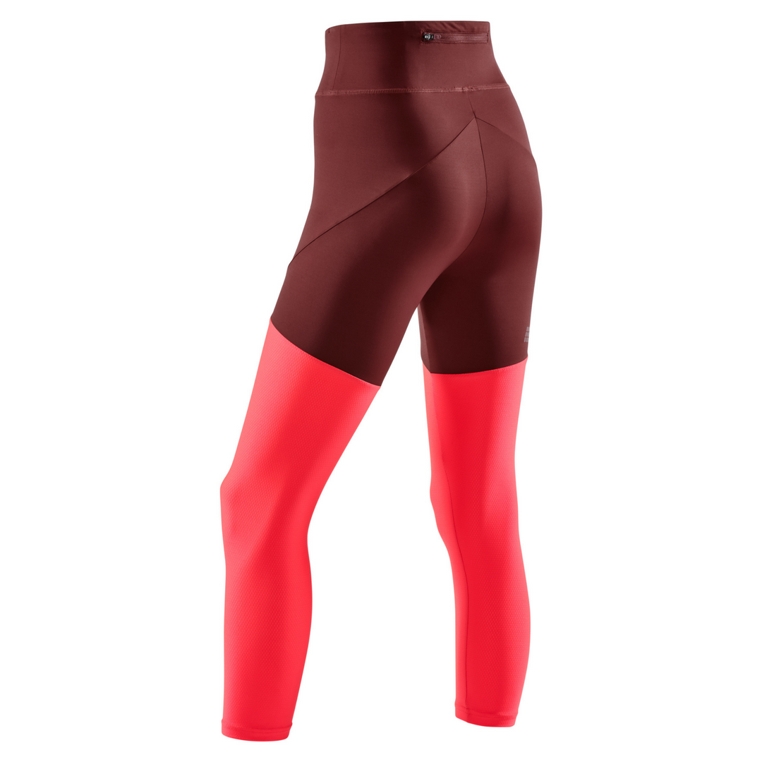 Collants ultraleves 7/8, mulher, vermelho escuro/rosa, vista traseira
