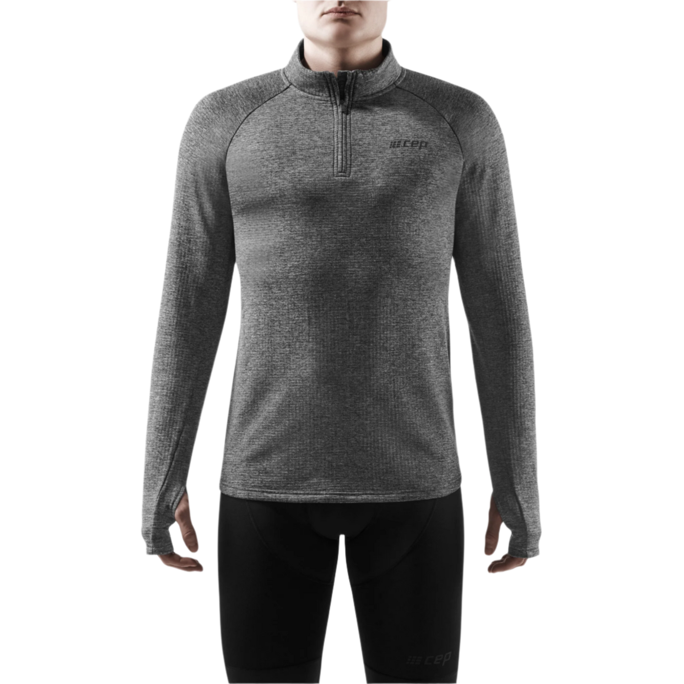 Winter Run Quarter Zip Pullover, Men, Black Melange